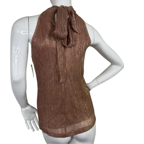 NWT Metallic sparkly holiday party Elegant Brown pink gold bold sexy Halter XL - Picture 14 of 15